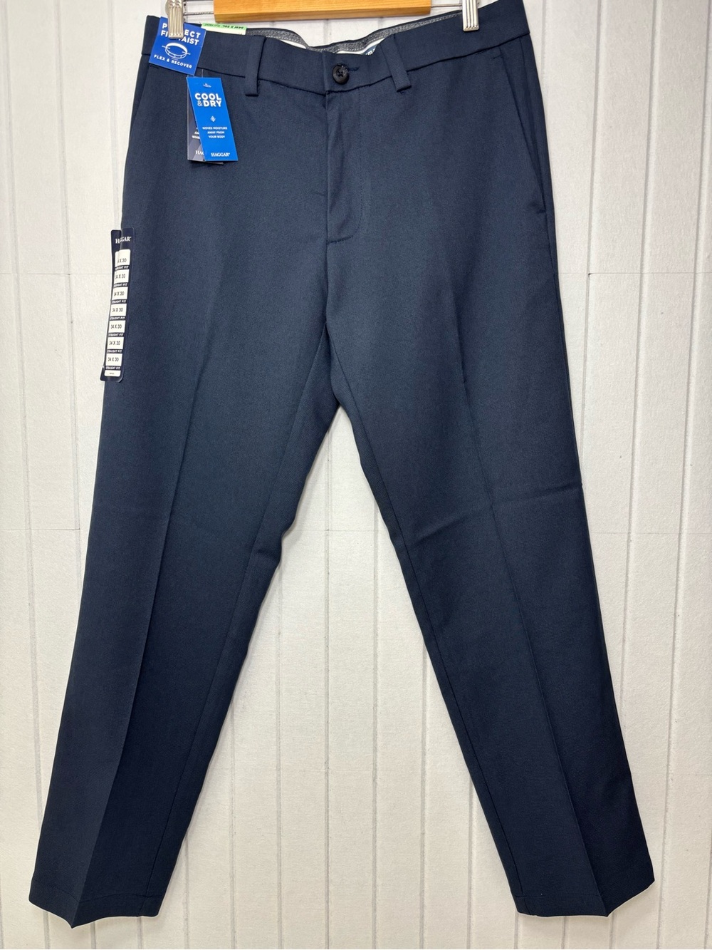 Haggar Cool & Dry Men's Navy Dress Pants Size 34x30 NEW